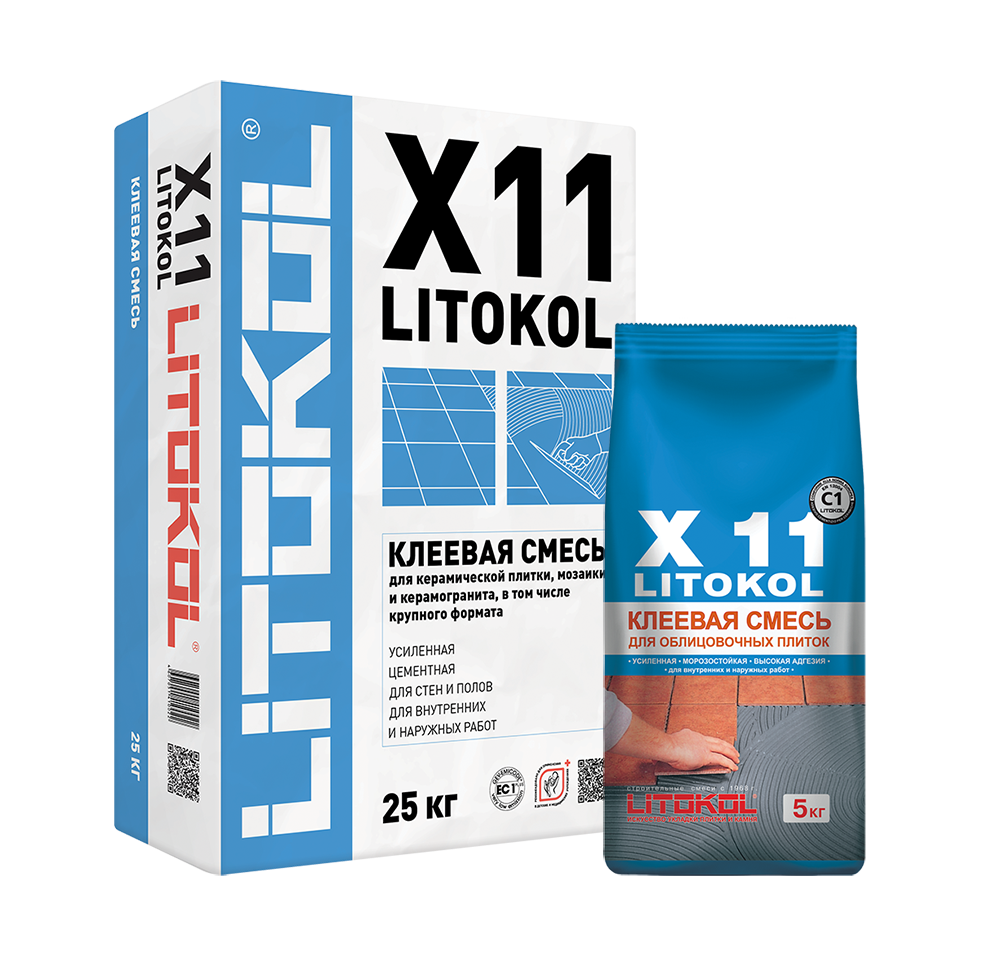 LITOKOL X11 клей для плитки на основе серого портландцемента, с полимерными добавками (25кг)