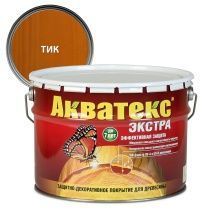 Акватекс-Экстра защитно-декоративное покрытие для древесины алкидное полуглянц, тик (9л)