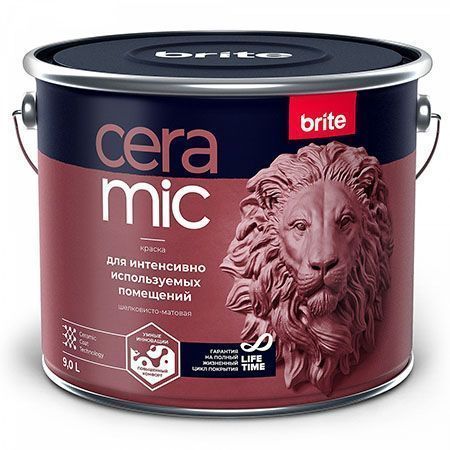 BRITE CERAMIC краска для интенсивно используемых помещений, шелковисто-матовая, база С (9л)