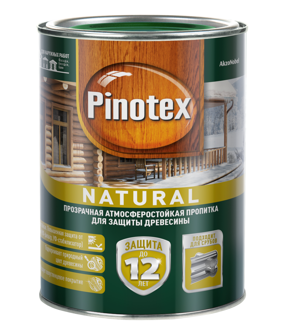 PINOTEX NATURAL антисептик, атмосфероустойчивый, УФ защита (1л)