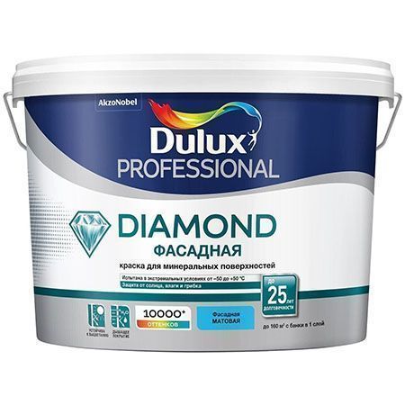 DULUX ФАСАДНАЯ ГЛАДКАЯ краска для минеральных поверхностей, матовая, Баз BW (10л)