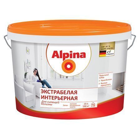 ALPINA ЭКСТРАБЕЛАЯ ИНТЕРЬЕРНАЯ (ULTRAWEISS) краска матовая (10л)