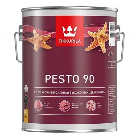 TIKKURILA EURO MIRALKYD / PESTO 90 эмаль алкидная, универсальная, высоко глянцевая, база C (2,7л)