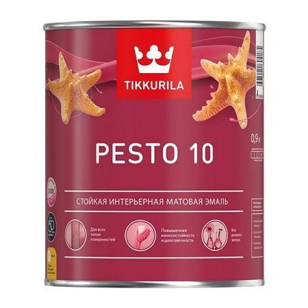 TIKKURILA PESTO 10 эмаль стойкая, алкидная, универсальная, матовая, база C (0,9л)