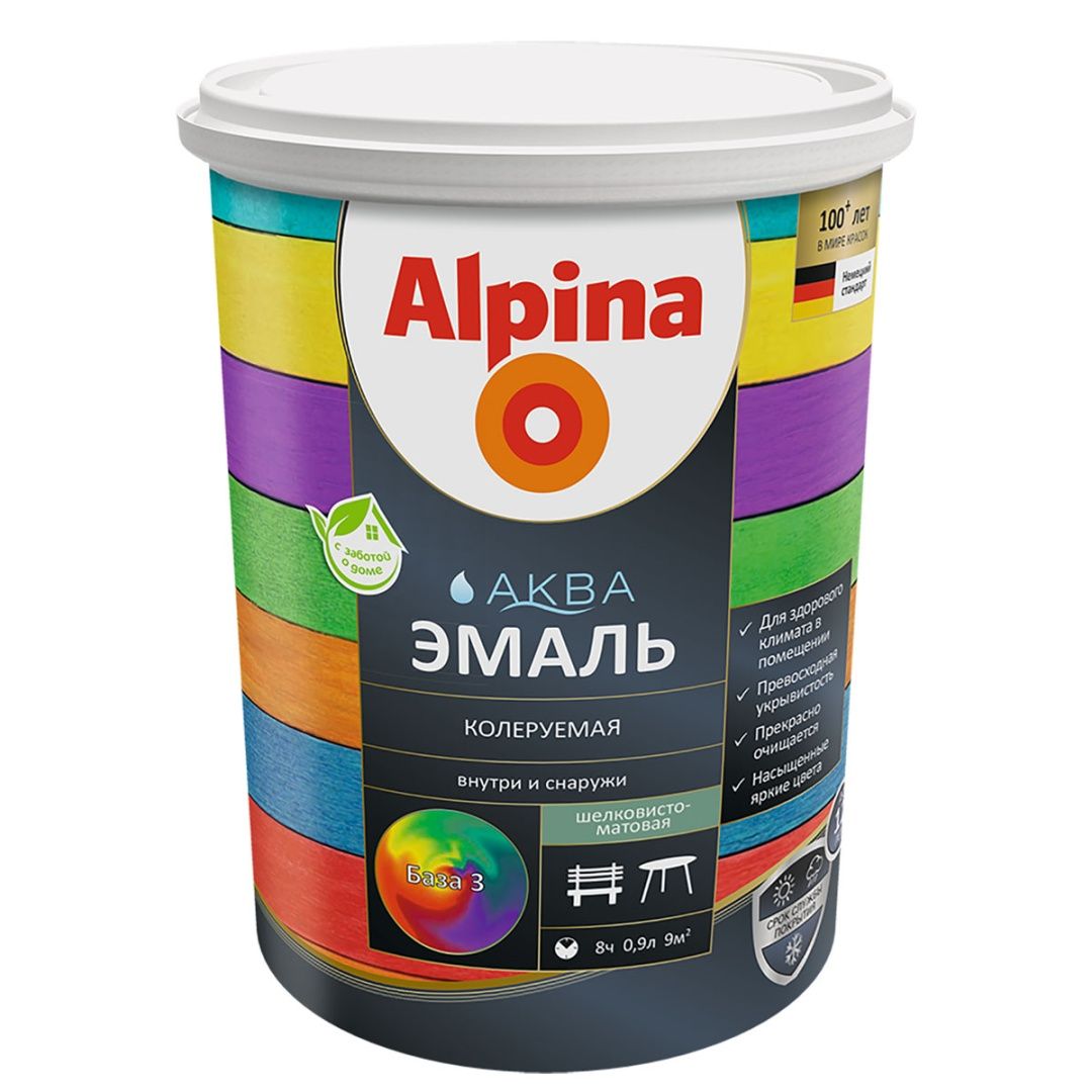 ALPINA AQUA эмаль акриловая шелковисто-матовая База 3 (0,864л)