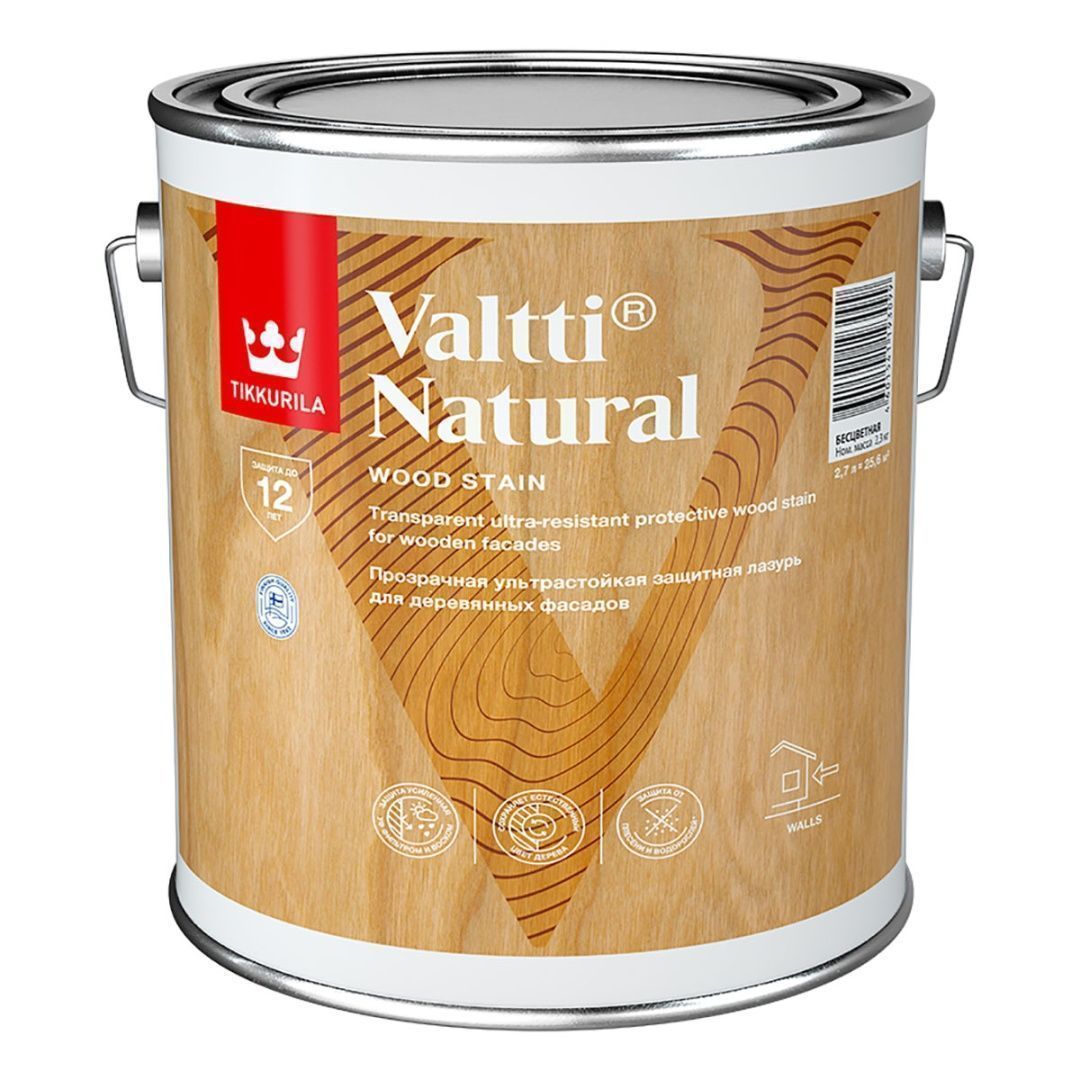 TIKKURILA VALTTI NATURAL лазурь ультрастойкая с прозрачным покрытием, полуглянцевая (2,7л)