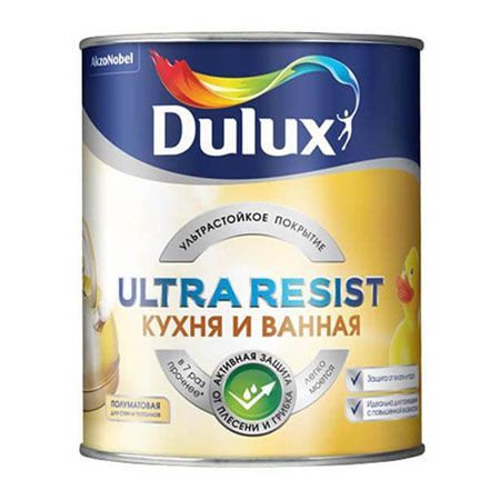 DULUX ULTRA RESIST КУХНЯ И ВАННАЯ краска, полуматовая база BW (1л)