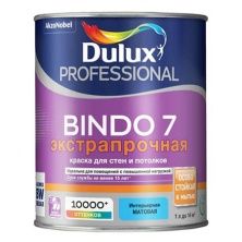 DULUX BINDO 7 ЭКСТРАПРОЧНАЯ краска для стен и потолков, матовая, база BW (1л)