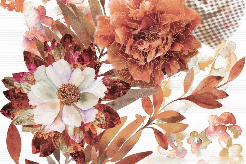 Керамическая плитка Aure Composicion Savage Flowers Marron 02 Панно 30x45