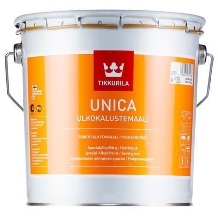 TIKKURILA UNICA краска алкидная для металла, дерева и пластика, полуглянцевая, база C (2,7л)