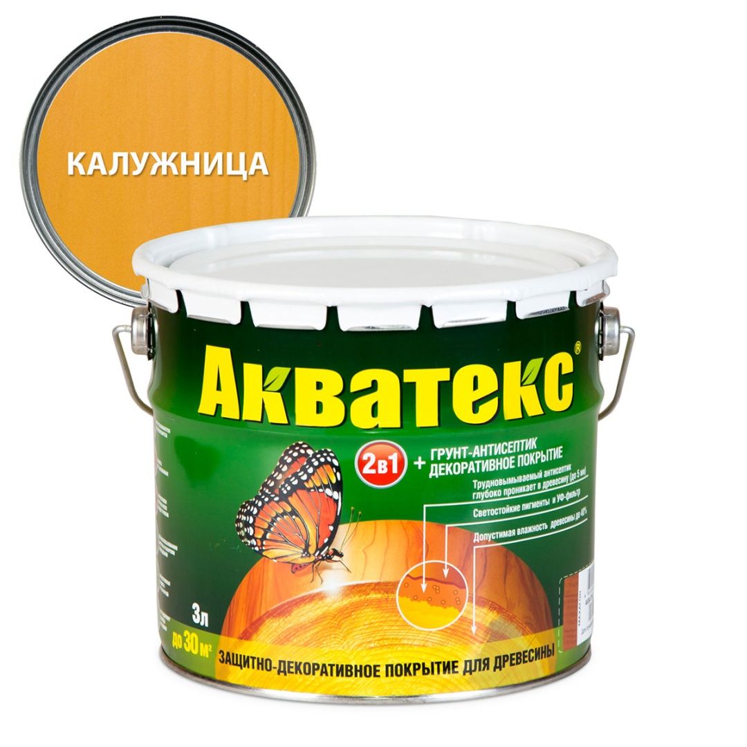 Акватекс 2 в 1 грунт-антисептик алкидный полуматовый лессирующий, калужница (3л)