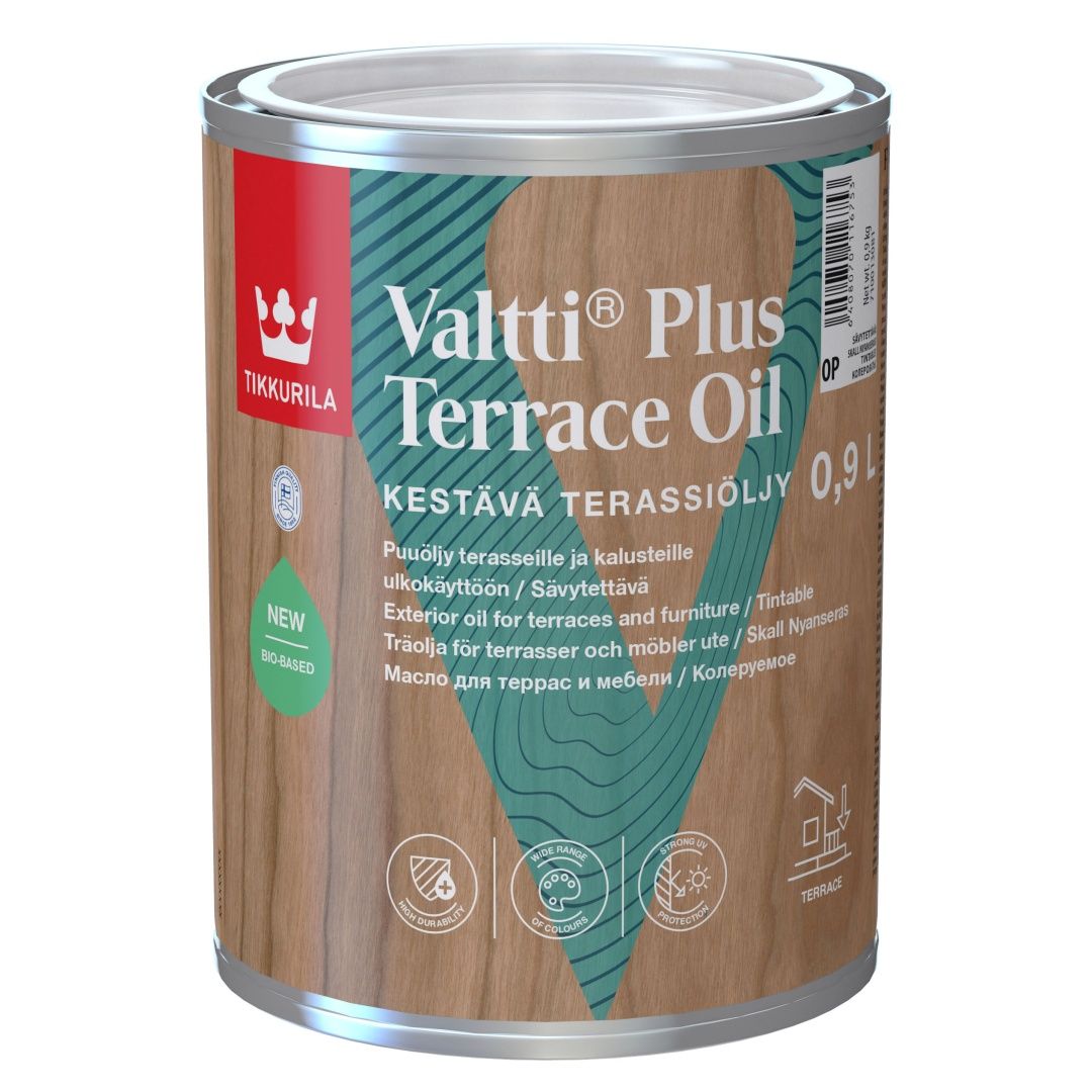 TIKKURILA VALTTI PLUS TERRACE OIL масло для террас и садовой мебели, база OP (0,9л)