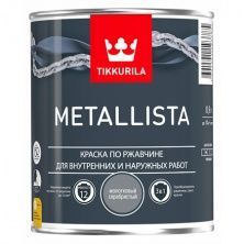 TIKKURILA METALLISTA краска по ржавчине 3 в 1, молотковая, глянцевая, серебристый (0,9л)