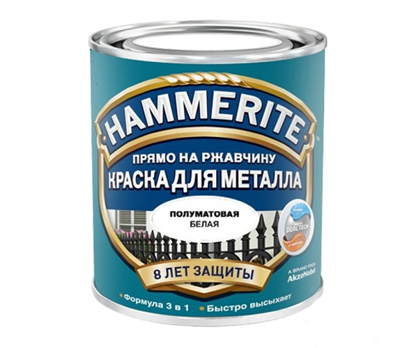 HAMMERITE SATIN эмаль по ржавчине п мат, белая (0,75л)