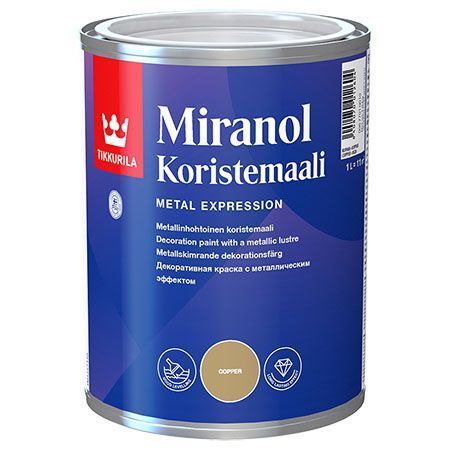 TIKKURILA MIRANOL краска декоративная с металлическим эффектом, для внутренних работ медь (1л)