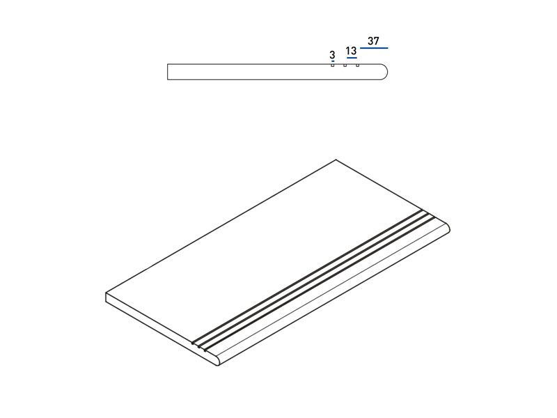 Плитка из керамогранита X2 620040000061 РОК ЗАКРУГЛЁННАЯ ГРИП Ступень 30x60