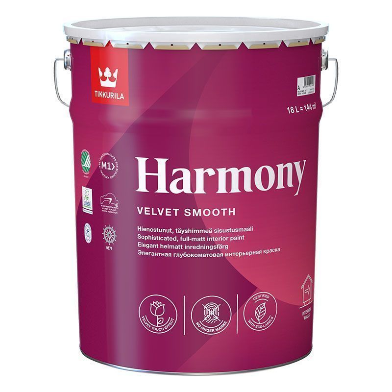 TIKKURILA HARMONY краска акрилатная, стойкая к мытью, глубокоматовая, база A (18л)*