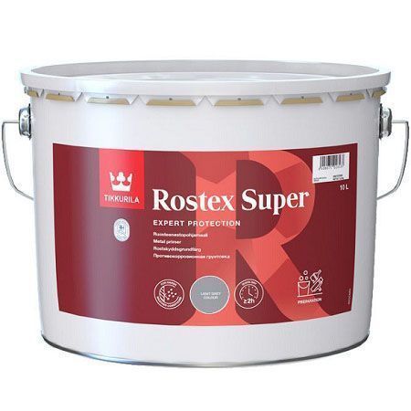 TIKKURILA ROSTEX SUPER грунтовка для металла противокоррозийная, матовая, светло серый (10л)*