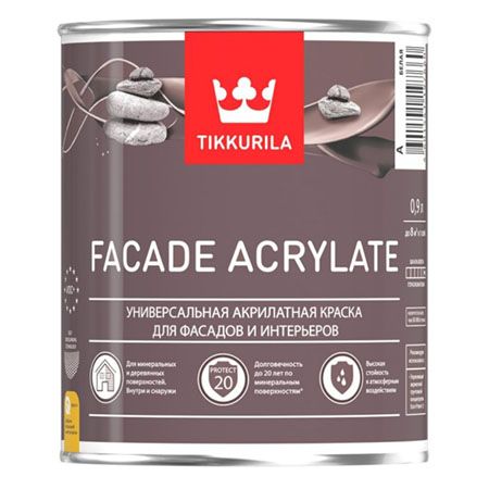 TIKKURILA FACADE ACRYLATE краска акрилатная, универсальная для фасадов и интерьеров, база A (0,9л)