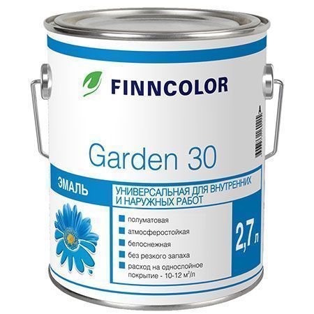 FINNCOLOR GARDEN 30 эмаль алкидная, универсальная, полуматовая, база A (2,7л)