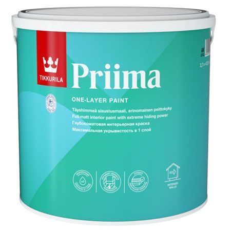 TIKKURILA PRIIMA краска интерьерная, однослойная, глубокоматовая, база C (2,7л)