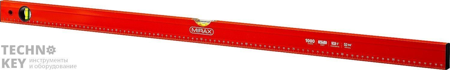 Уровень коробчатый усиленный MIRAX 3 противоударных ампулы (1 поворотная на 360 град), с ручками, 100