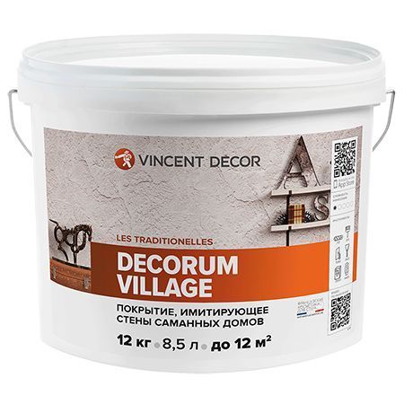 VINCENT DECOR DECORUM VILLAGE декоративная штукатурка с эффектом саманных домов (12кг)