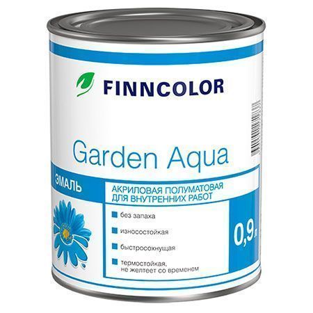 FINNCOLOR GARDEN AQUA эмаль акриловая для внутренних работ, полуматовая, база A (0,9л)