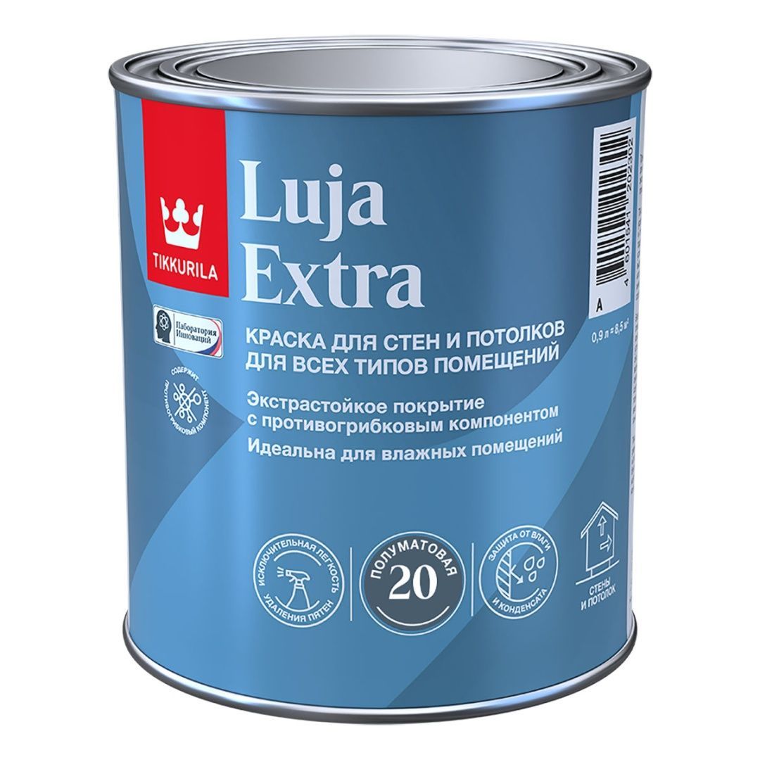 TIKKURILA Luja Extra 20 краска для влажных помещений антигрибковая акриловая п/матовая база А (0,9л)