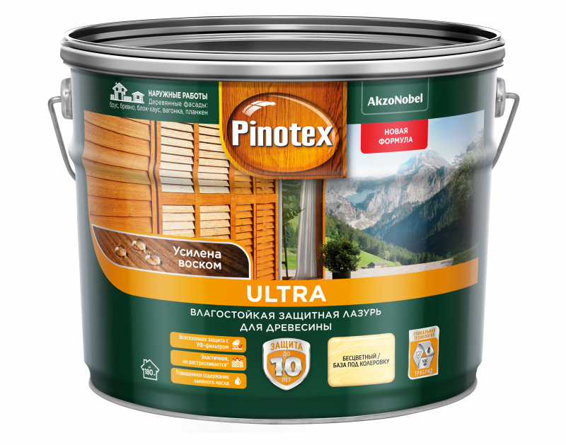 Pinotex Ultra / Пинотекс Ультра Пропитка декоративная для защиты древесины полуглянцевая