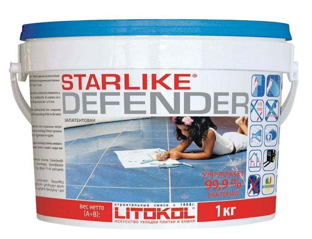 LITOKOL STARLIKE DEFENDER затирка двухкомпонентная, С.560 Grigio Portland (Серый цемент) (1кг)