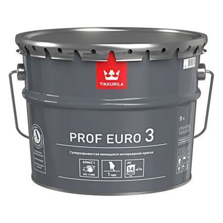 TIKKURILA PROF EURO 3 краска интерьерная, моющаяся, глубокоматовая, база A (2,7л)