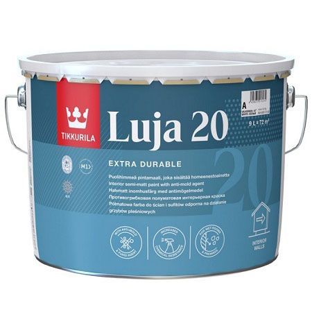 TIKKURILA LUJA 20 краска антигрибковая для влажных помещений, полуматовая, база C (9л)