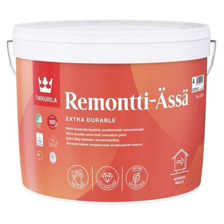 TIKKURILA REMONTTI ASSA краска интерьерная, акрилатная, стойкая к мытью, полуматовая, база A (9л)