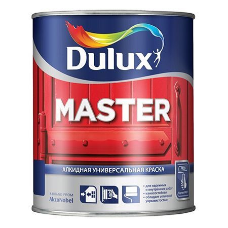 DULUX MASTER 90 краска универсальная, Баз BW, алкидная, глянц, белая (1л)