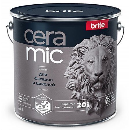 BRITE CERAMIC краска для фасадов и цоколей, матовая, база С (2,7л)