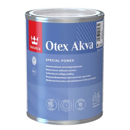 TIKKURILA OTEX AKVA грунтовка адгезионная, водорастворимая, матовая, база A (0,9л)