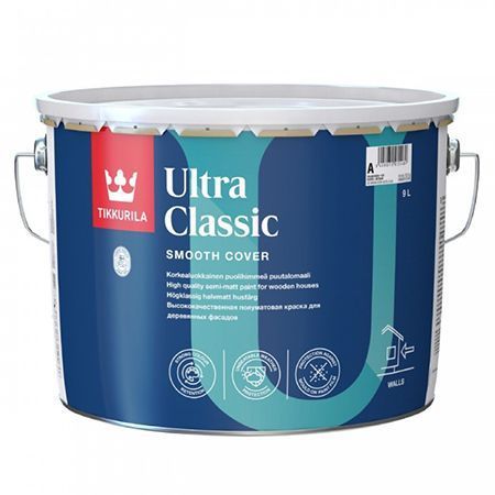 TIKKURILA ULTRA CLASSIC краска полиакрилатная для деревянных фасадов, полуматовая, база A (2,7л)