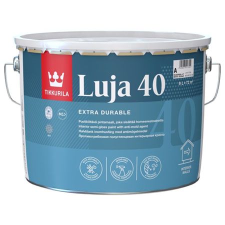 TIKKURILA LUJA 40 краска антигрибковая для влажных помещений, полуглянцевая, база A (9л)