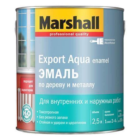 MARSHALL EXPORT AQUA ENAMEL эмаль на водной основе, универсальная, глянцевая, белая (2,5л)