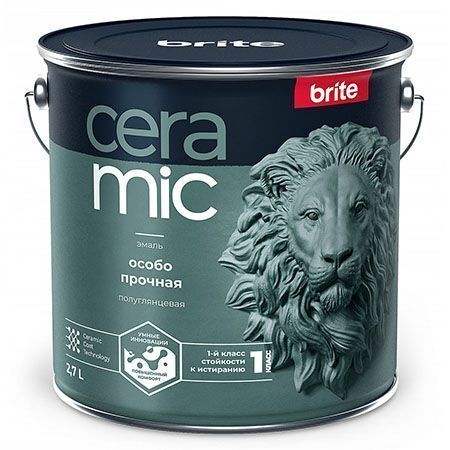 BRITE CERAMIC эмаль особо прочная акриловая, полуглянцевая, база А (2,7л)