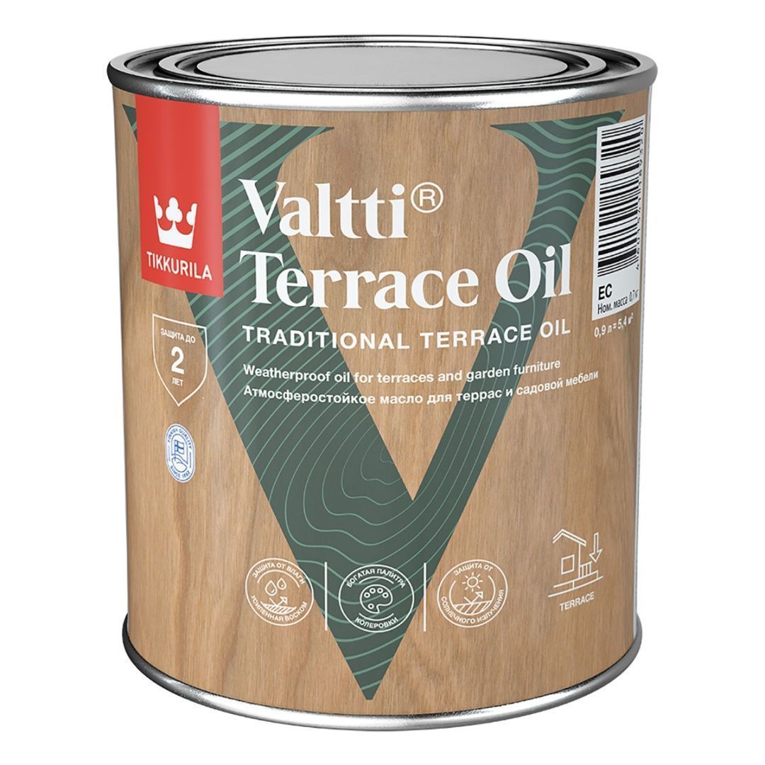 TIKKURILA VALTTI TERRACE OIL масло для террас и садовой мебели, бесцветный (0,9л)