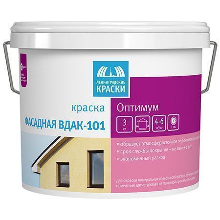 ТЕКС ОПТИМУМ ВДАК-101краска фасадная белая (3кг)