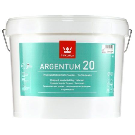 TIKKURILA ARGENTUM 20 краска антимикробная водоразбавляемая, полуматовая, база A (9л)*