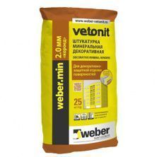 Штукатурка минеральная Weber-Vetonit min Короед 2 мм серый 25 кг