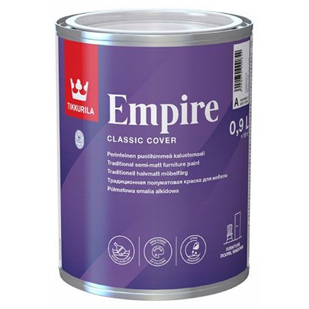 TIKKURILA EMPIRE краска алкидная для мебели универсальная, полуматовая, база C (0,9л)