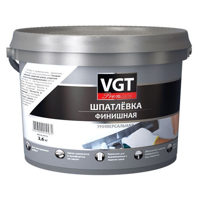 VGT PREMIUM ШПАТЛЕВКА ФИНИШНАЯ универсальная с низкой усадкой (16кг)