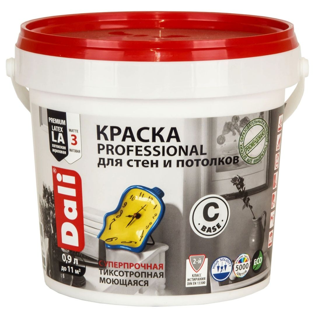 Dali Professional краска для стен и потолков акриловая глубокоматовая, база С (0,9л)