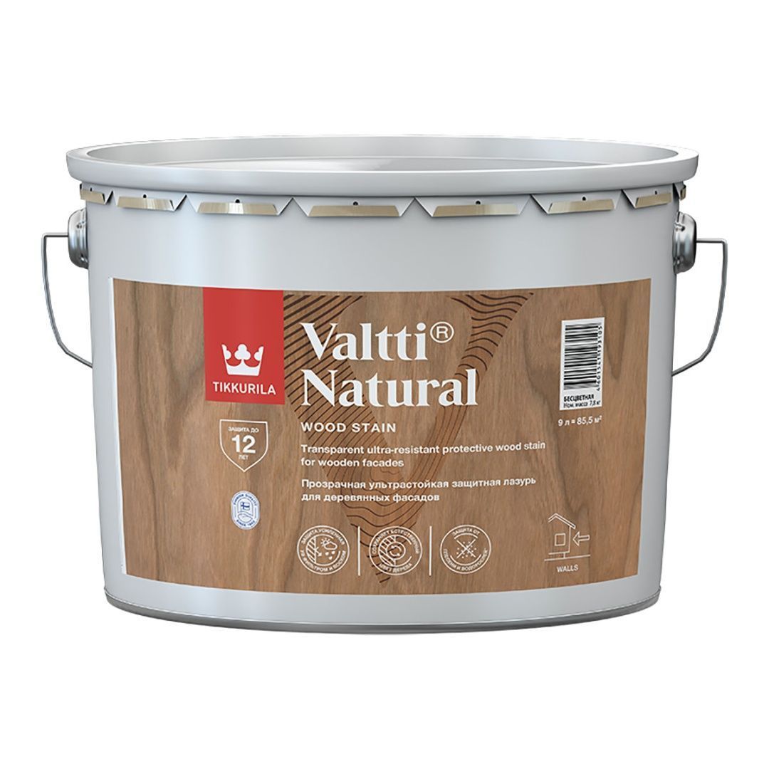 TIKKURILA VALTTI NATURAL лазурь ультрастойкая с прозрачным покрытием, полуглянцевая (9л)