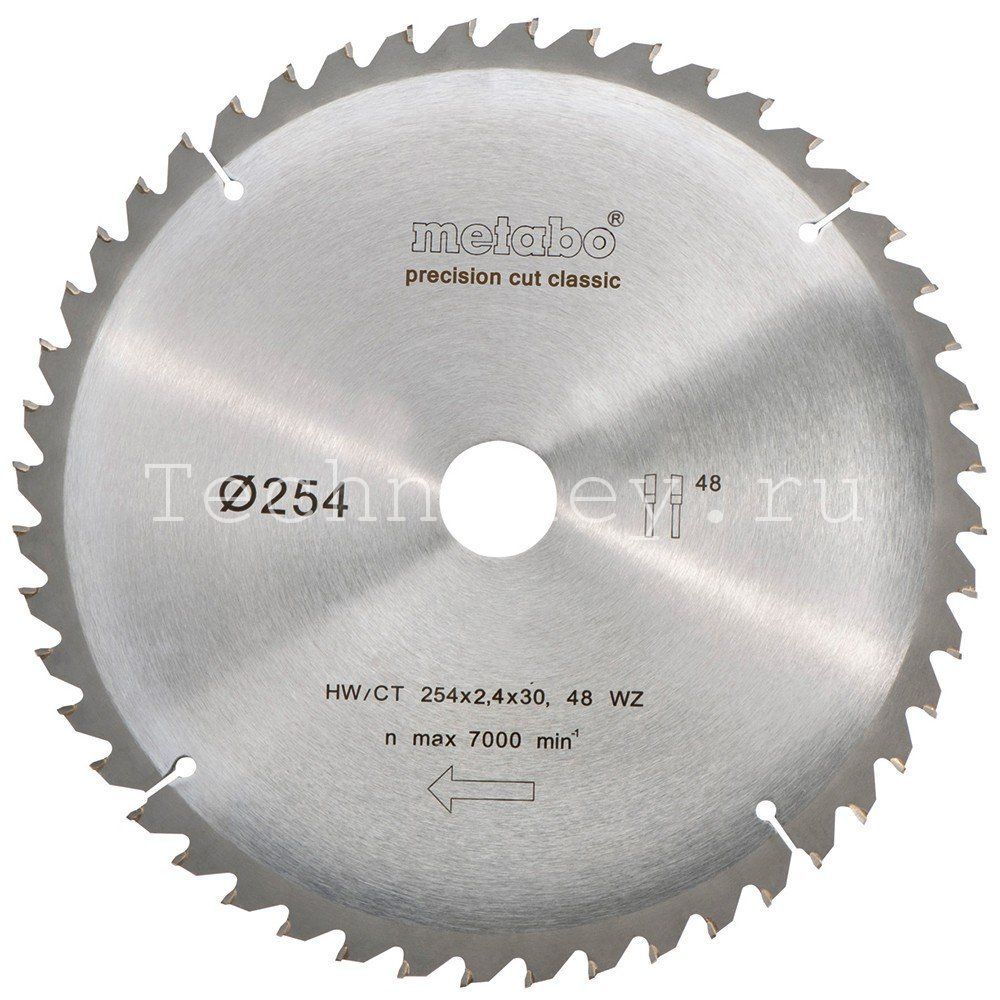 Metabo Пильный диск 254x2,4х30мм,HM,48WZ,5neg 628221000